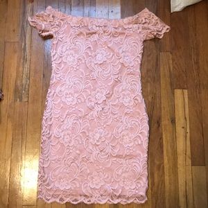 Pink lacy mini dress